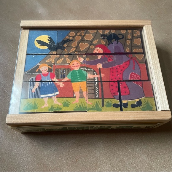 Vintage Klötzli puzzle Switzerland Hansel Gretel Atelier Fischer cube 6 in 1 - Picture 1 of 10